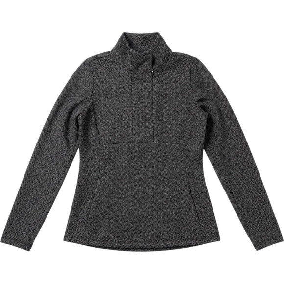 Zella Tops - Zella Womens Small Gray Herringbone Asymmetric Zip Thumbhole Pullover
